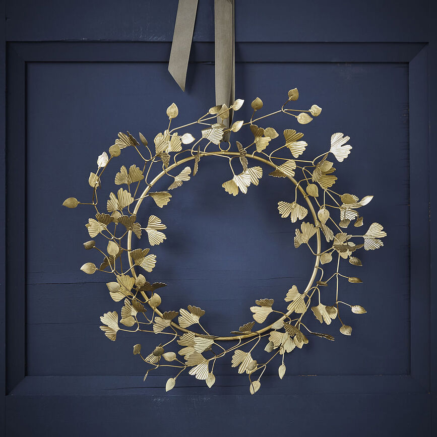 Decorazione natalizia Twigs corona di fiori 41 cm color ottone