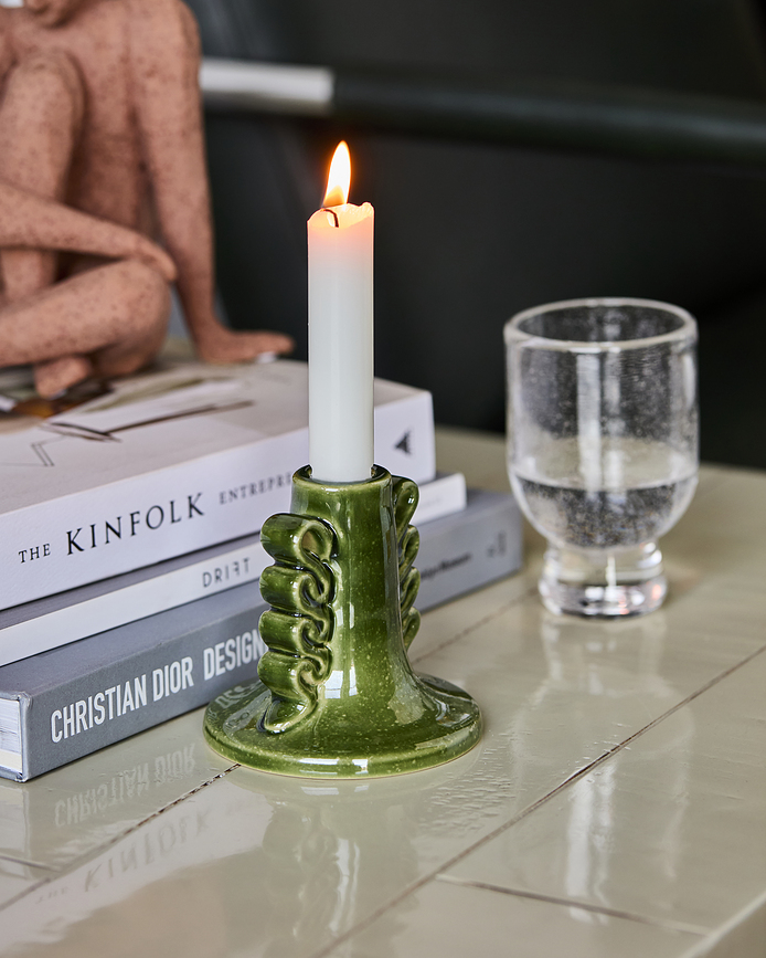 Diva Bougeoir pour bougie classique, 9,5 cm, vert