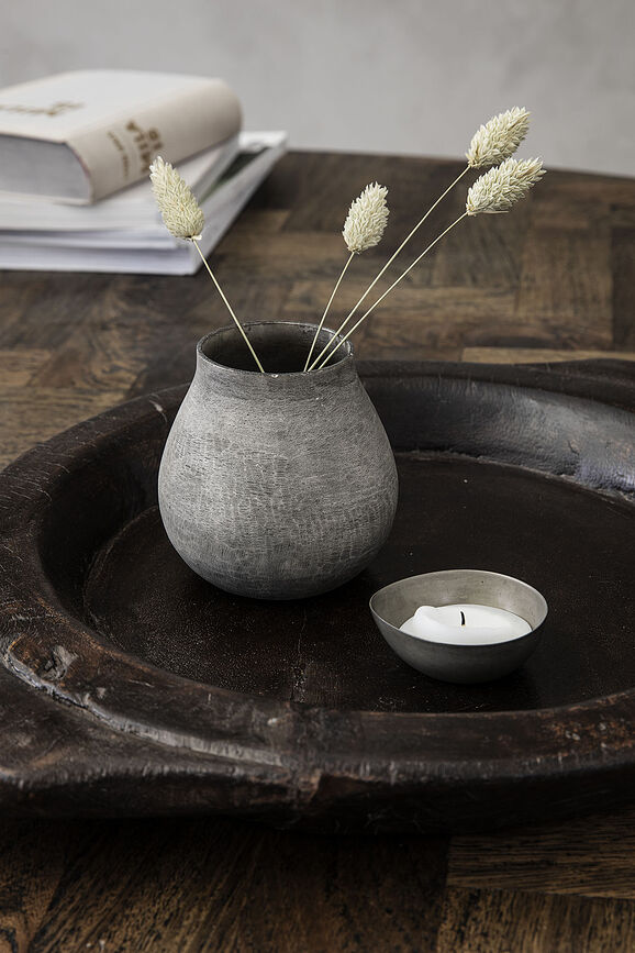 Egg Svečnik za čajno svečko, siv, kovinski, 6 kosov