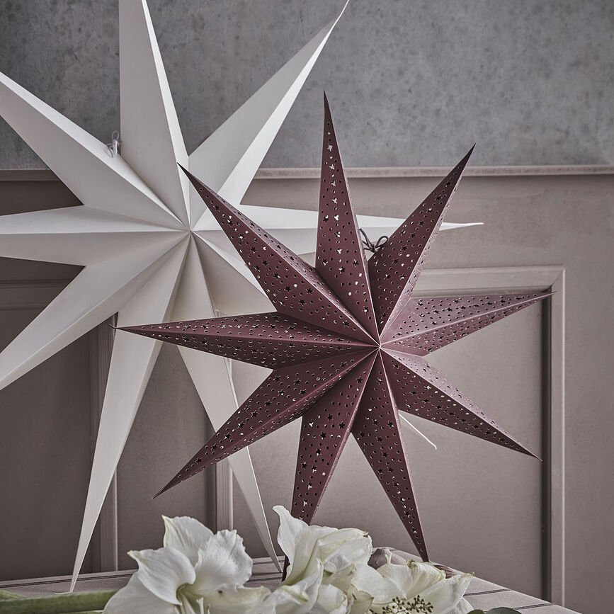 Estrella decorativa de 9 puntas, 60 cm, burdeos