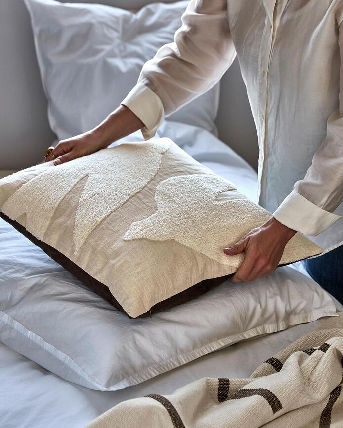 Fly Housse de Coussin décorative, 50 x 50 cm, beige et noire