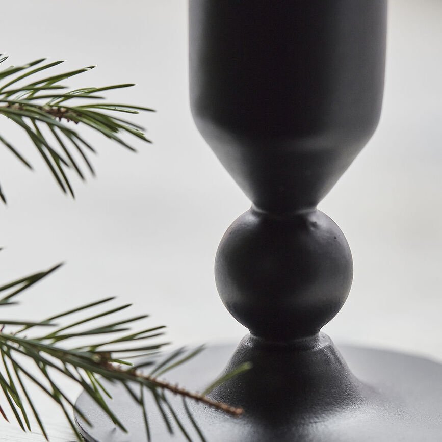 Folk Bougeoir pour bougie classique, 7 cm, noir