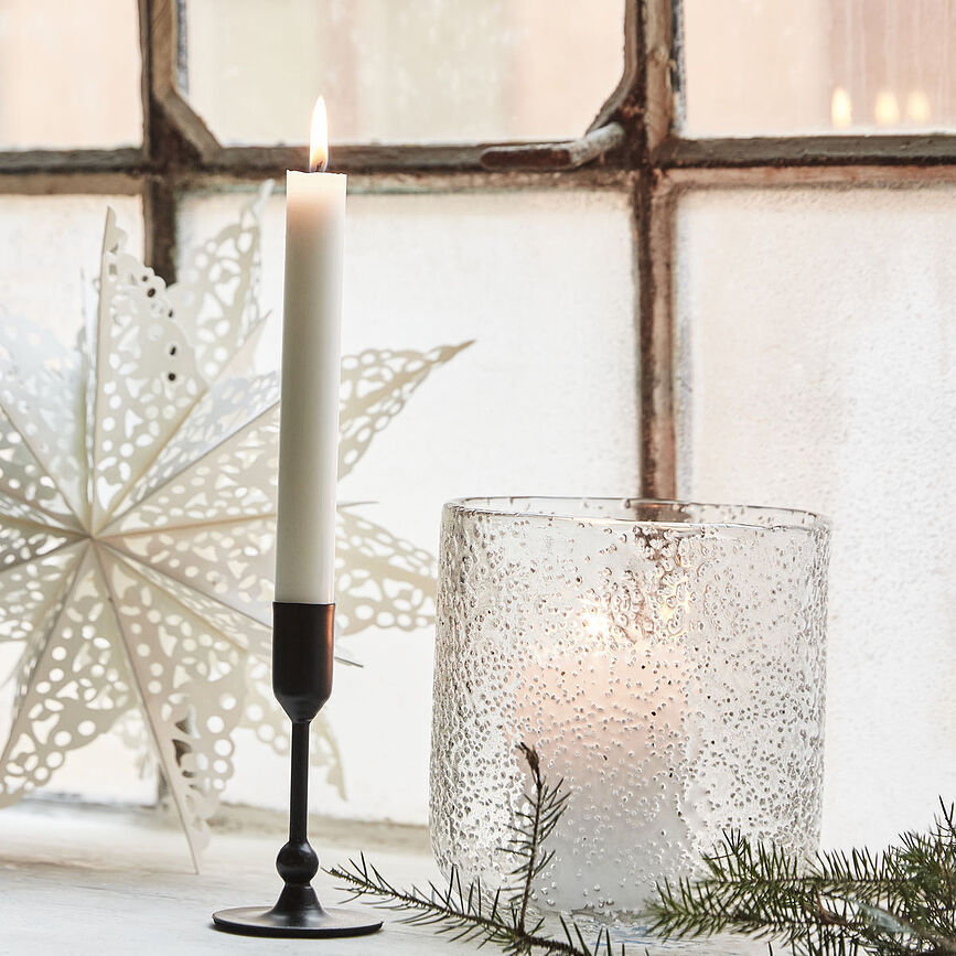 Folk Svečnik za klasično svečo, 7 cm, črn