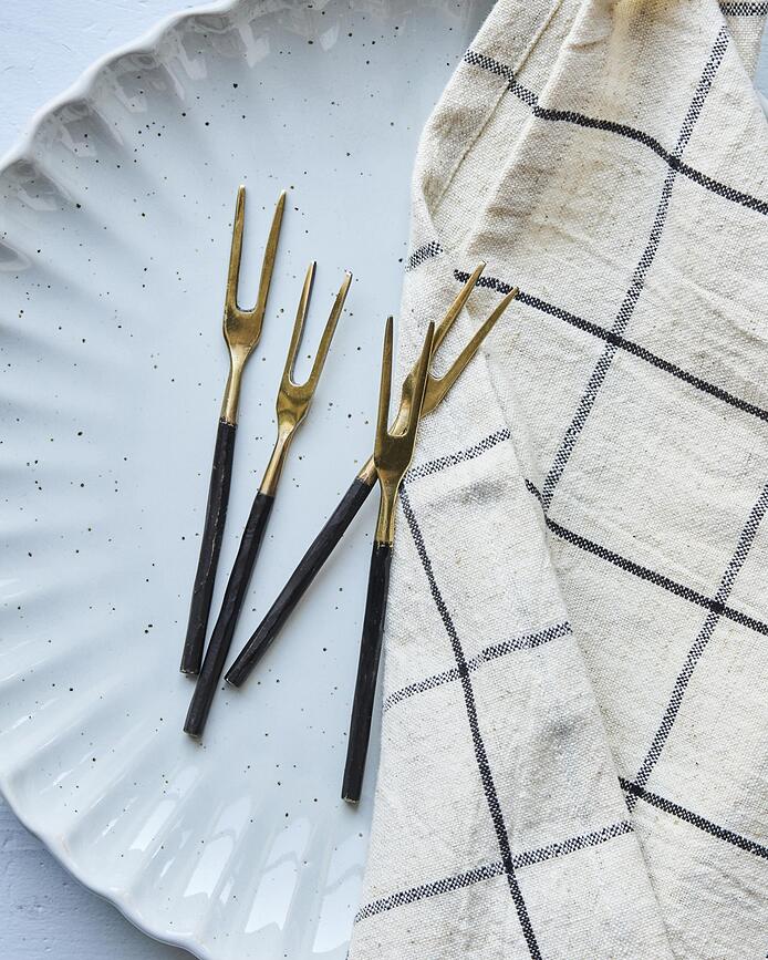 Fork Fourchettes à Cocktail, laiton antique, Lot de 4