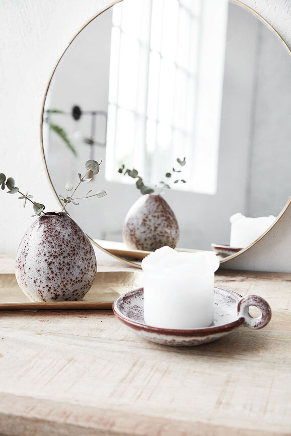 Freja Bougeoir, 8 cm, gris-rouge