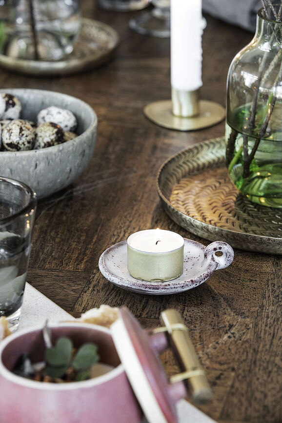 Freja Κηροπήγιο, 8 cm, γκρι-κόκκινο