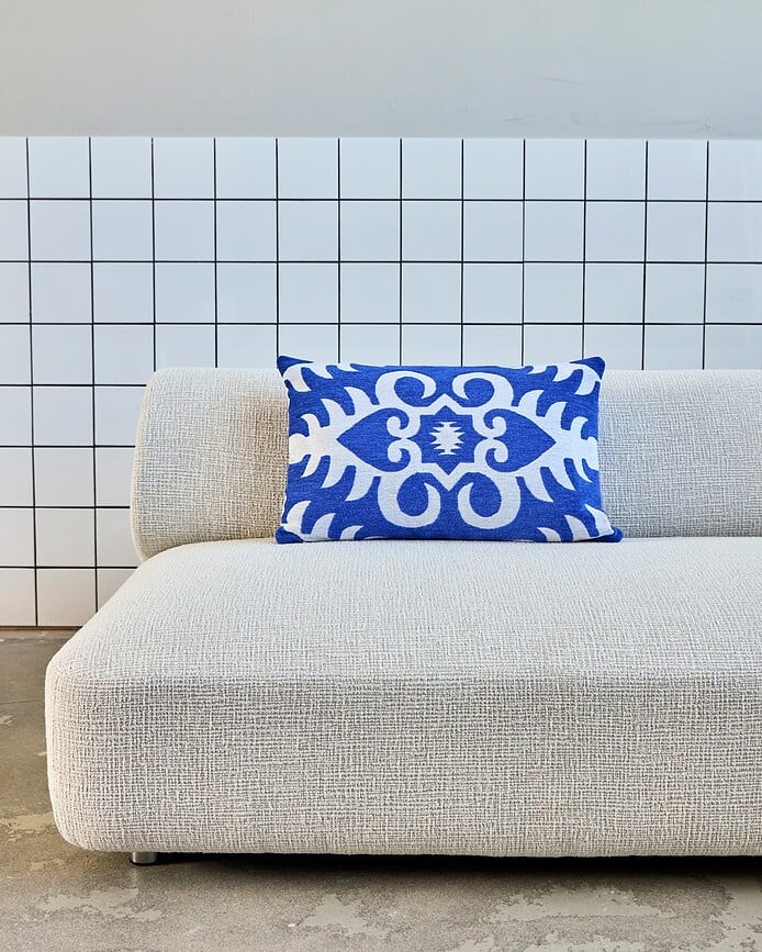 Funda de Cojín HDAmici, 40 x 60 cm, crema y azul