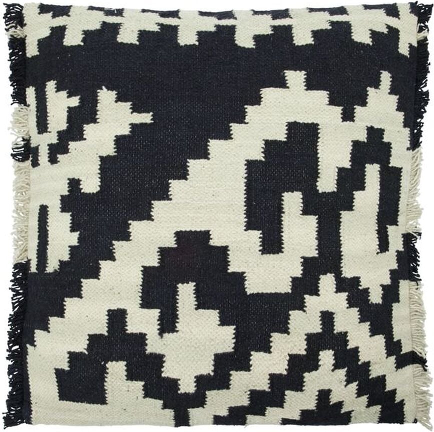 Funda de Cojín Wulo, 50 x 50 cm, blanco y negro