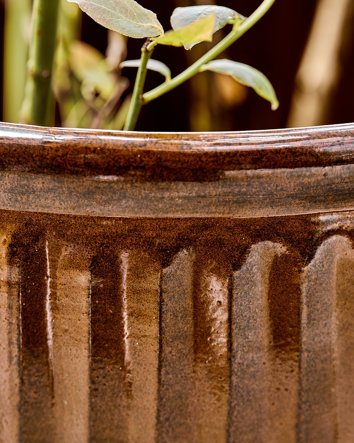 Groove Pots de Fleurs 30 cm, marrons, Lot de 2