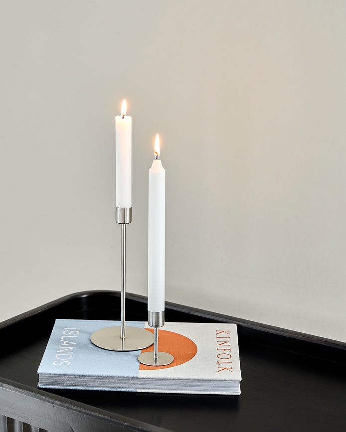 HDAnit Bougeoir pour bougie classique, 7 cm, argenté