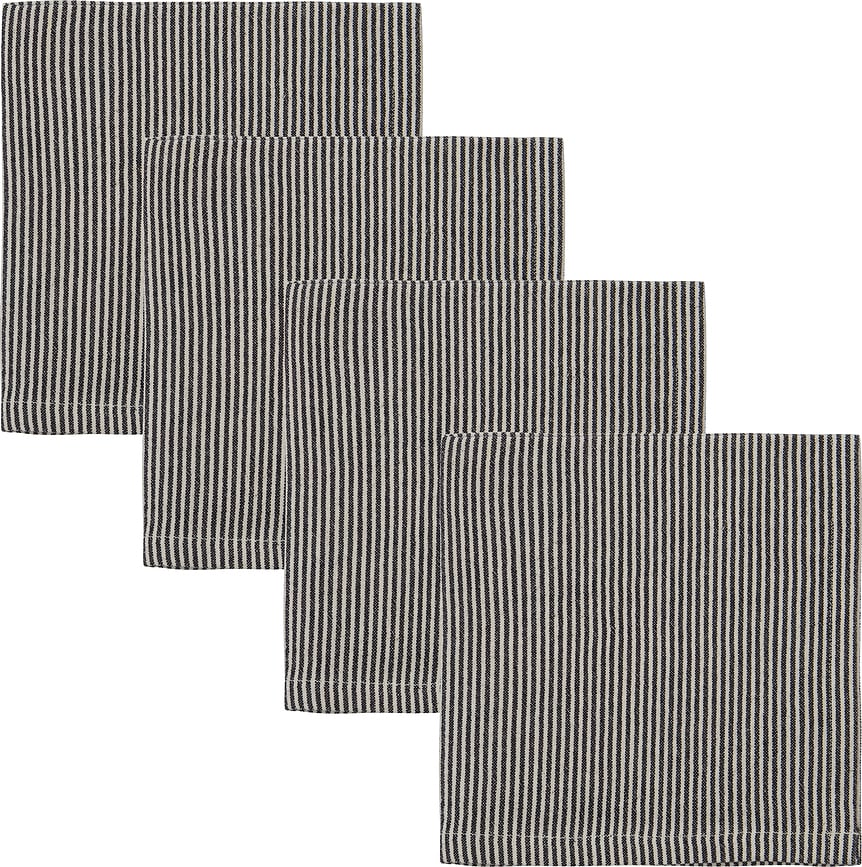 HDBlock ΠΕΤΣΕΤΕΣ ριγέ, 40 x 40 εκ., υφασμάτινες, μαύρες, 4 τμχ