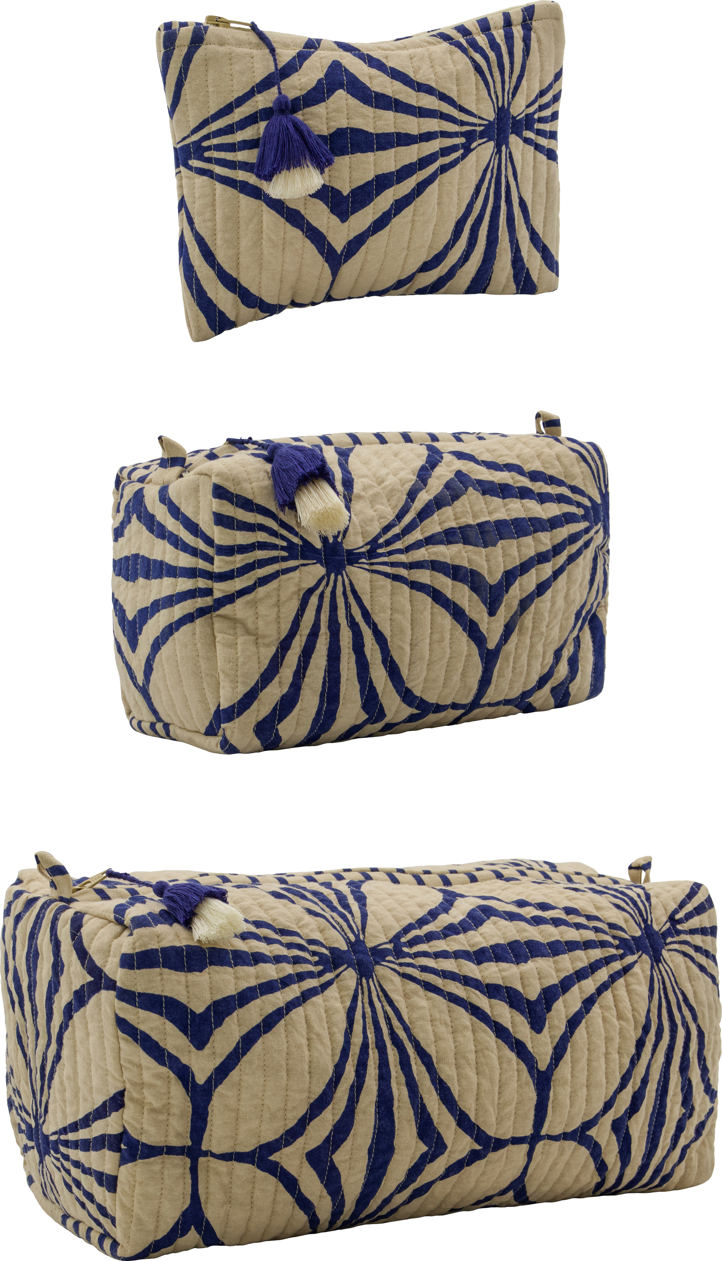HDCare Kosmetiktaschen, creme-blau, 3 St.