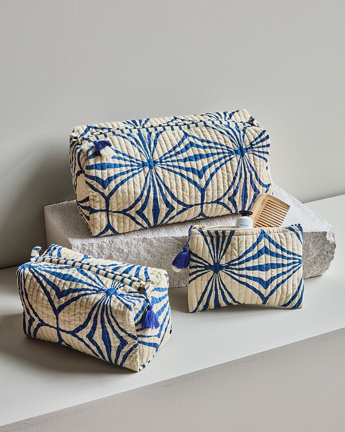 HDCare Kozmetične torbice, kremasto-modre, 3 kosi