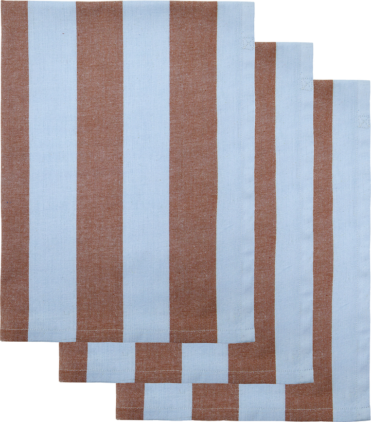 HDCook Torchons de Cuisine, bleu et marron, Lot de 3
