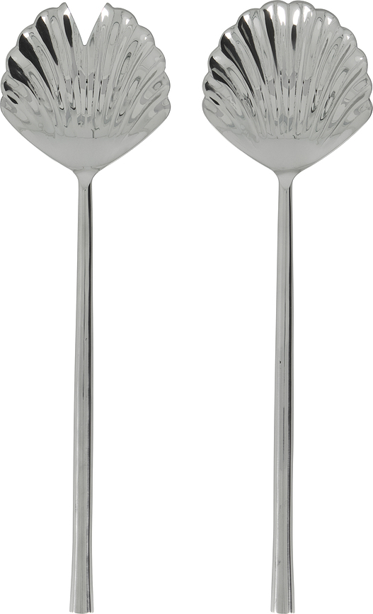 HDFan Cuillères à Salade en forme de coquille, argentées, Lot de 2
