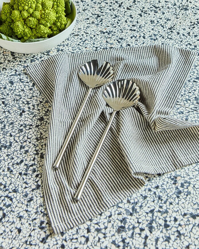 HDFan Cuillères à Salade en forme de coquille, argentées, Lot de 2