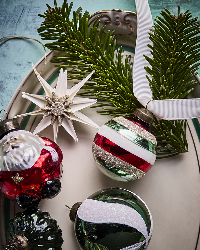 HDHapp Boules de Noël rayées, grandes, multicolores, Lot de 4