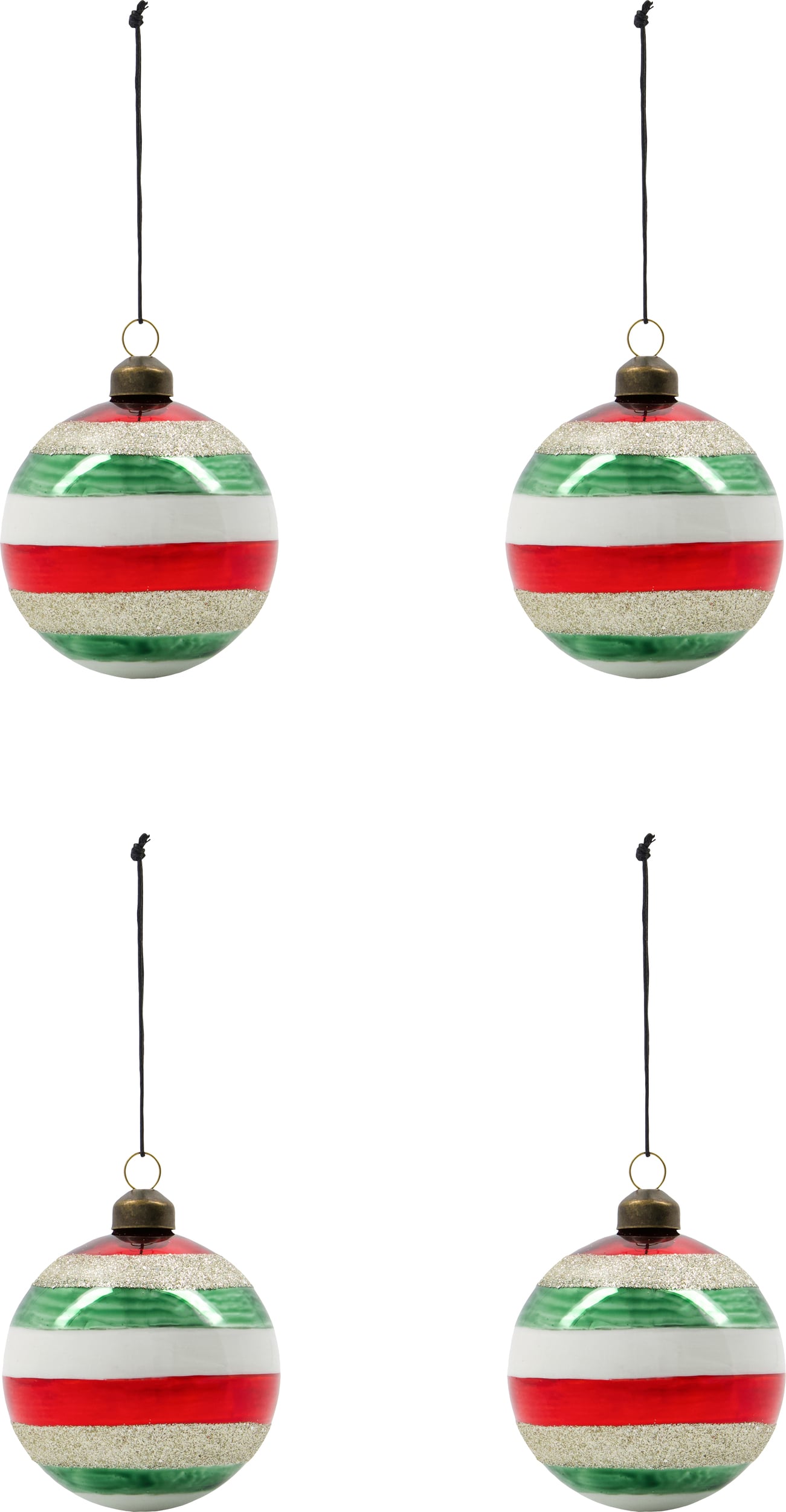 HDHapp Weihnachtskugeln, gestreift, groß, mehrfarbig, 4 St.