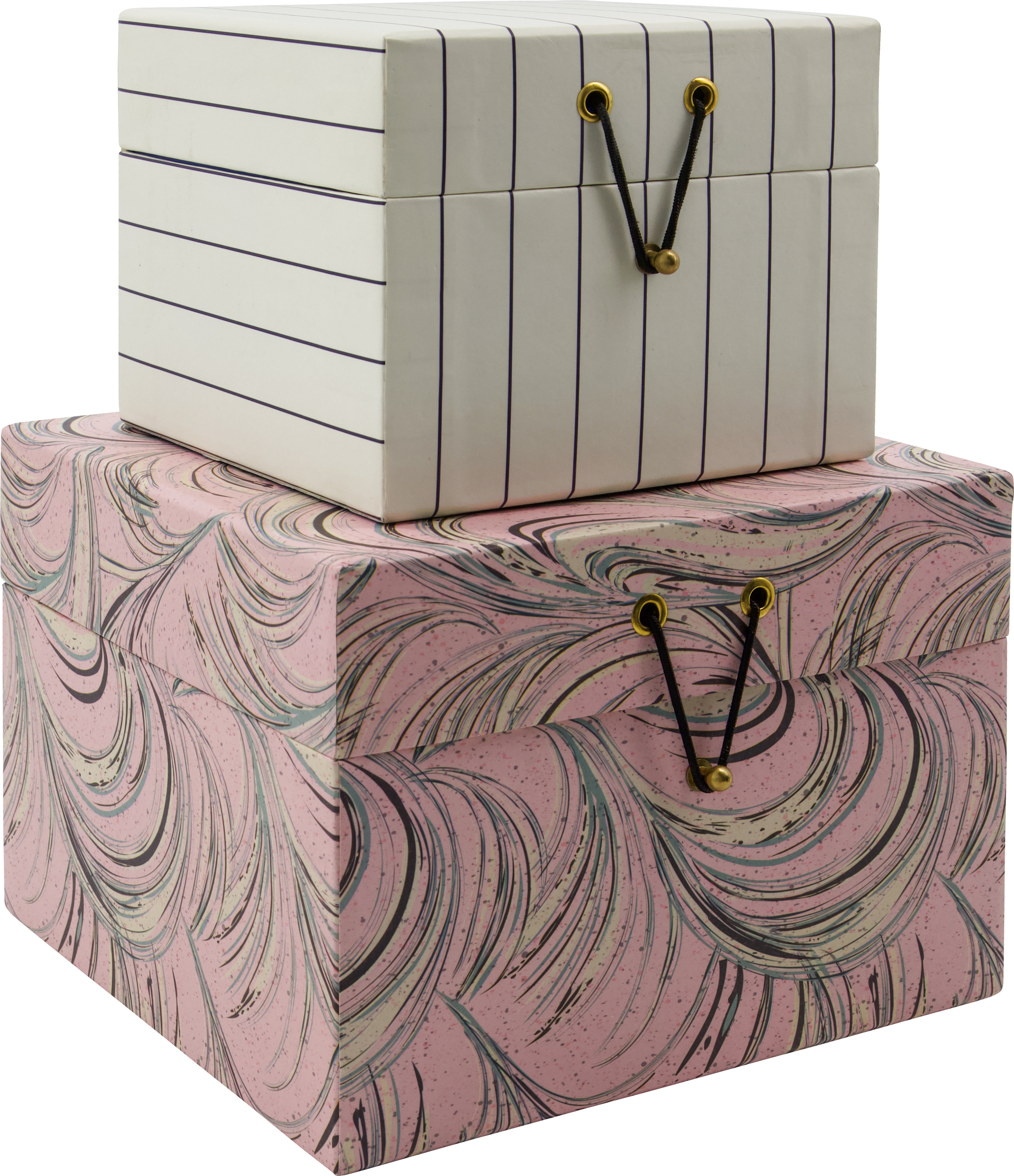 HDKeep Aufbewahrungsboxen, weiß, rosa, 2 St.