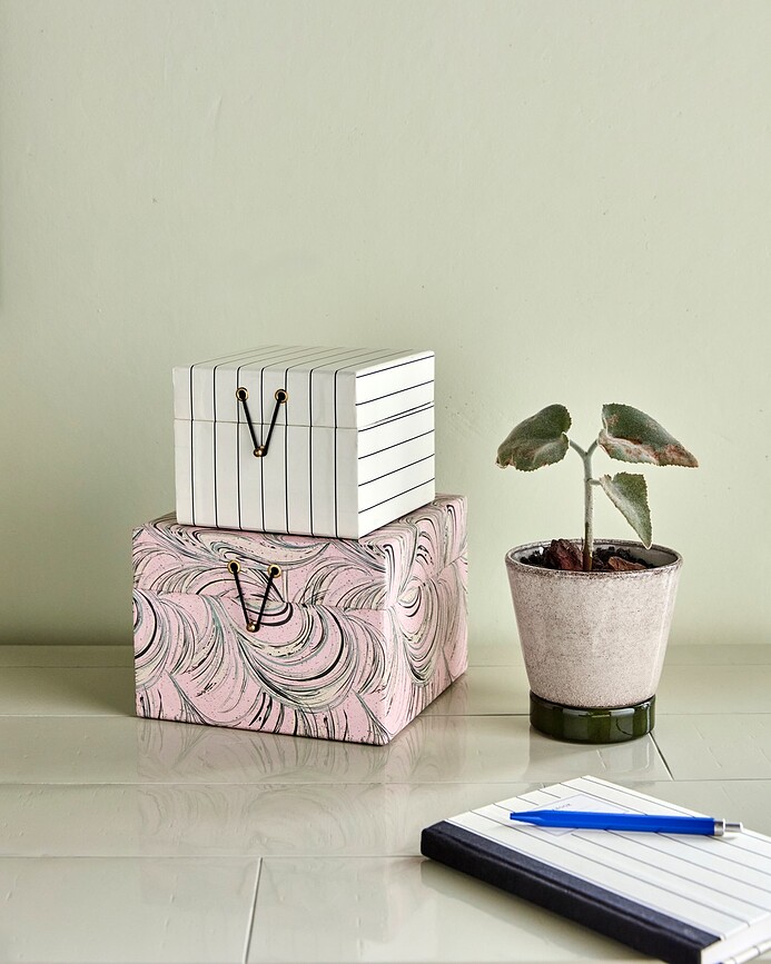 HDKeep Boîtes de Rangement, roses et bleu marine, Lot de 2