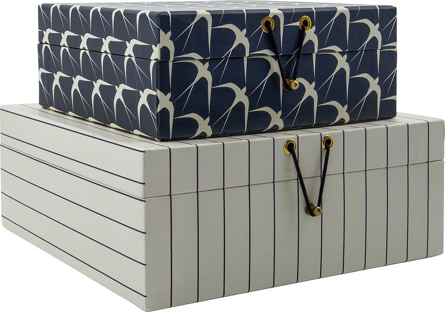 HDKeep Κουτιά Αποθήκευσης, λευκά και ναυτικό μπλε, 2 τμχ