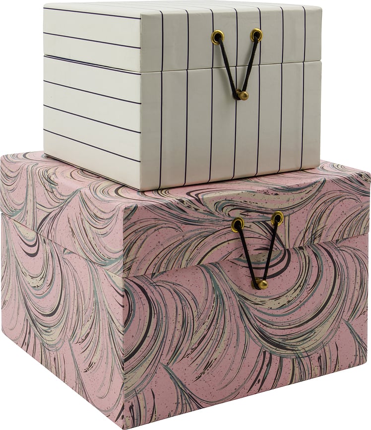 HDKeep Κουτιά αποθήκευσης, λευκά και ροζ, 2 τμχ