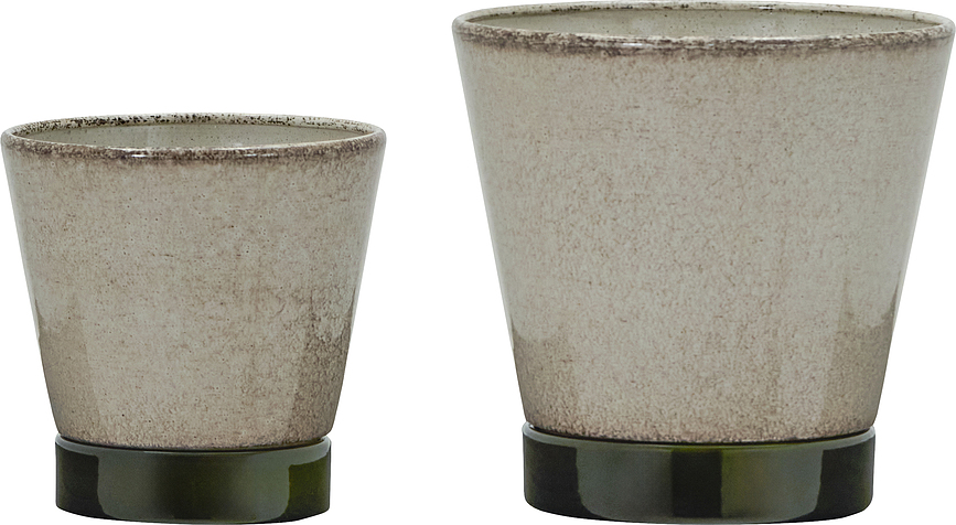 HDLima Pots avec soucoupes, beiges et verts, Lot de 2