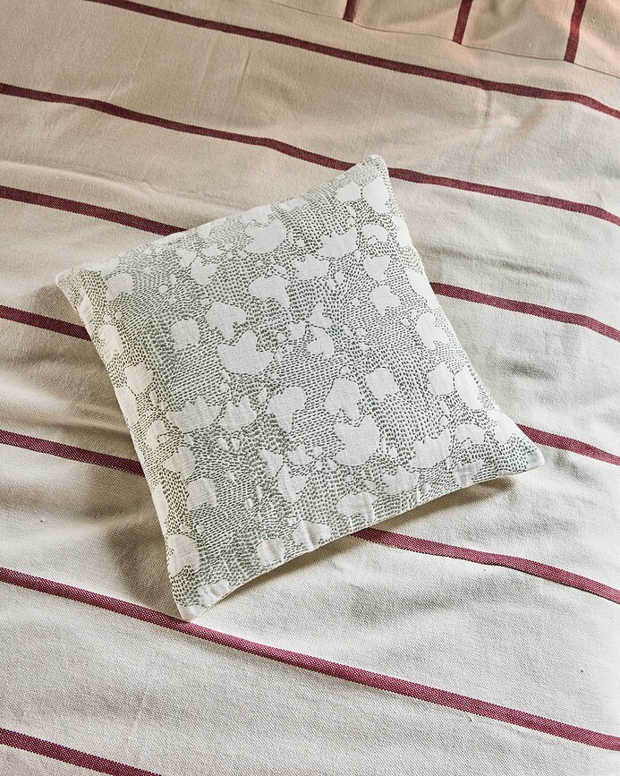 HDMori Housse de Coussin 50 x 50 cm, crème et kaki