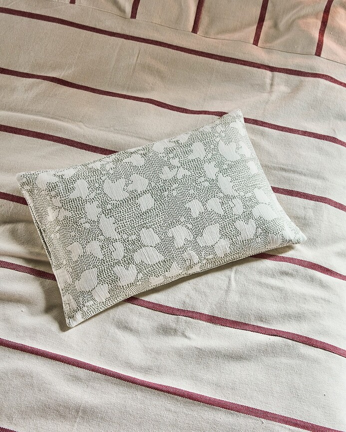 HDMori Housse de Coussin 50 x 50 cm, crème et kaki