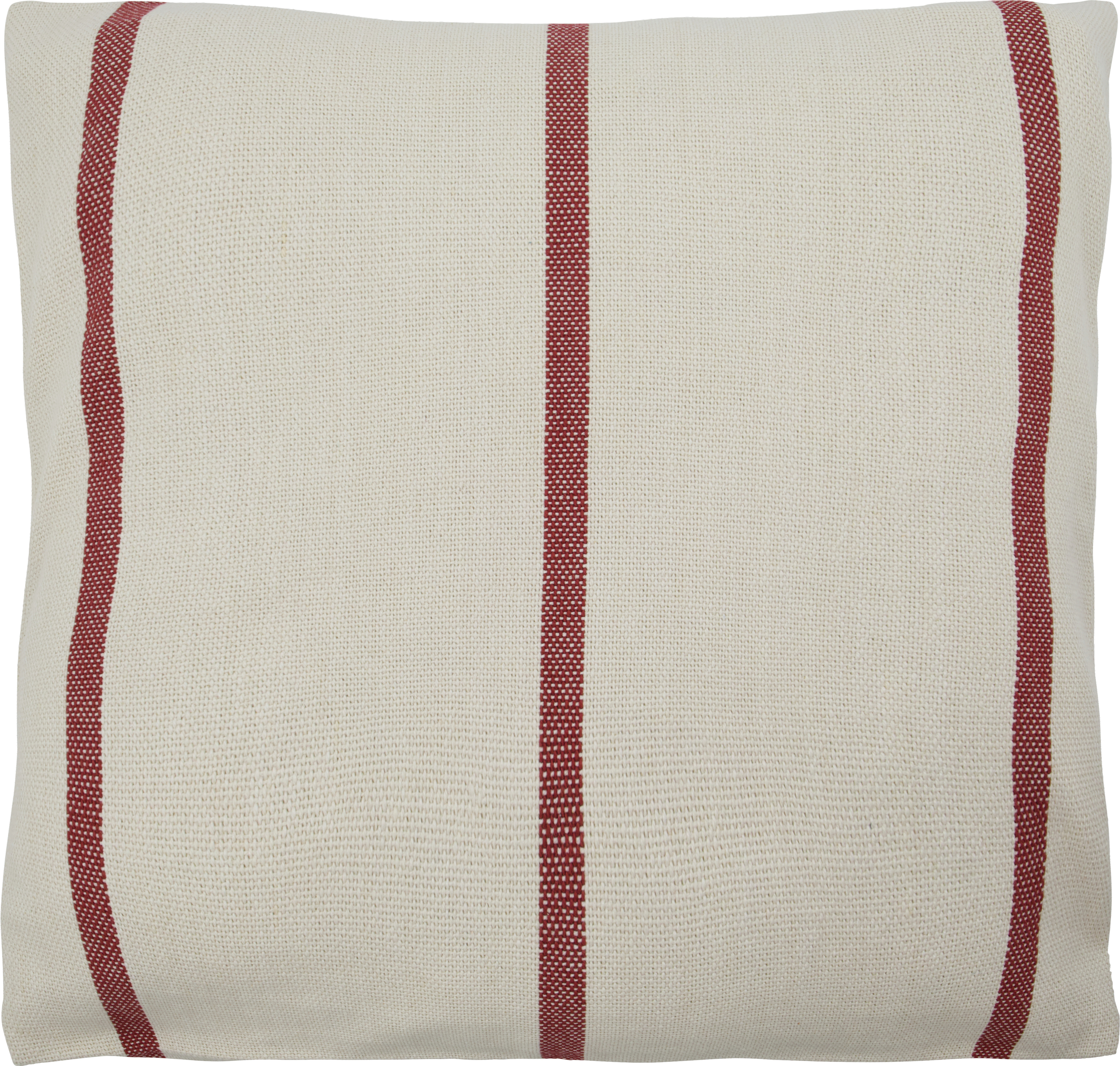 HDNula Kissenbezug gestreift, 50 x 50 cm, creme-rot