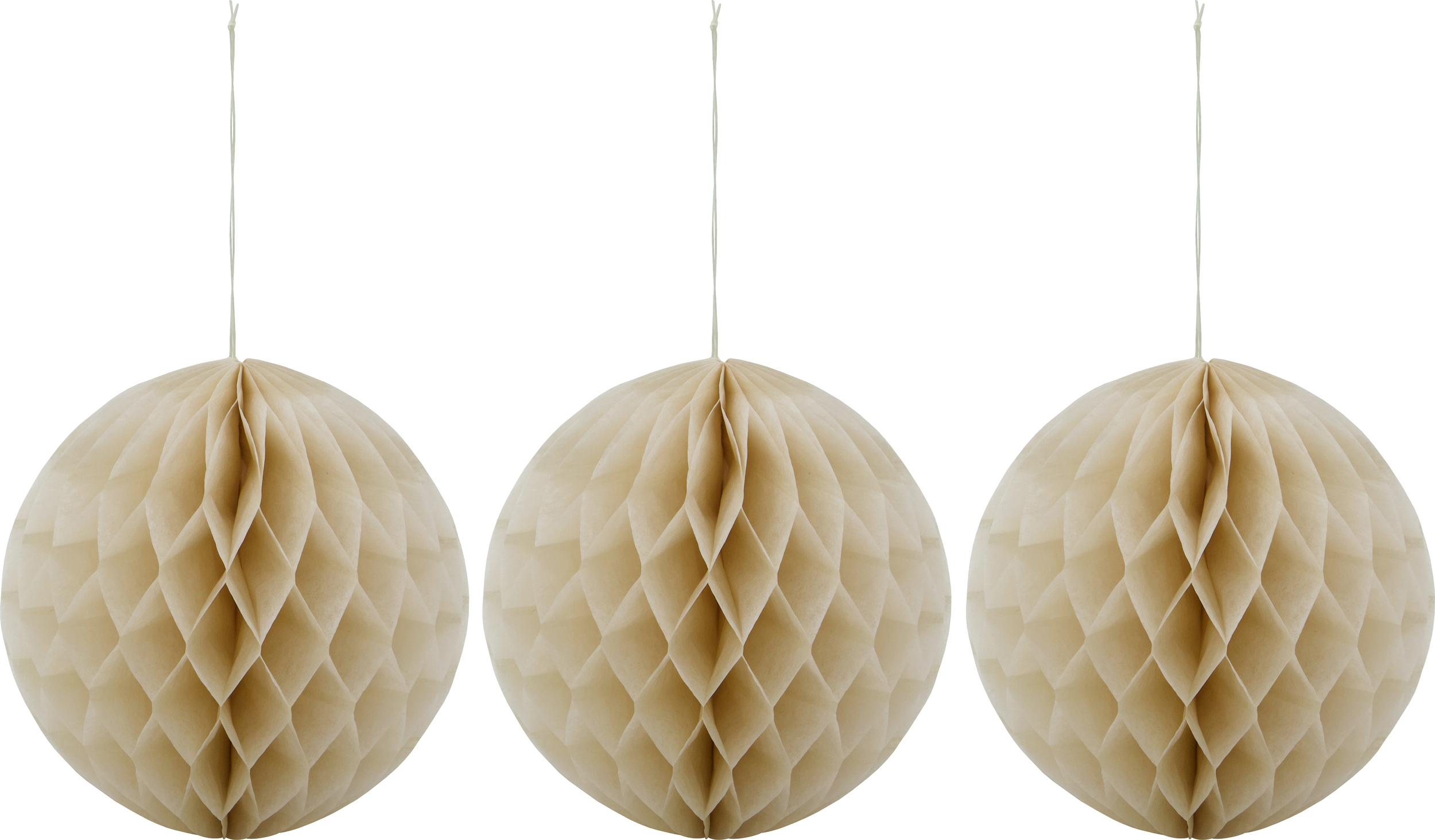 HDOrb Weihnachtsbaumschmuck groß, beige, 3 St.