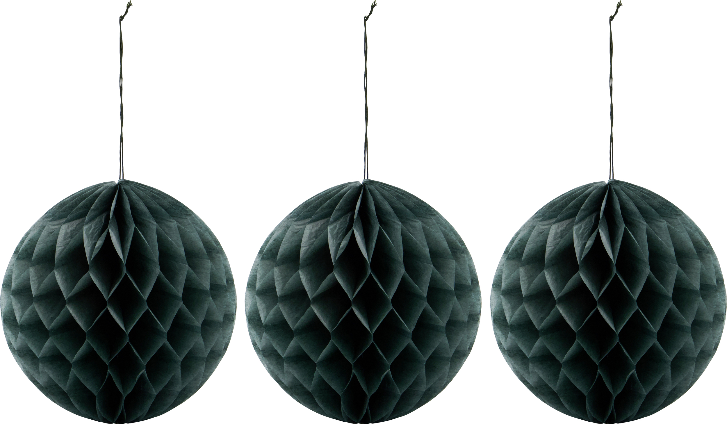 HDOrb Weihnachtsbaumschmuck groß, dunkelgrün, 3 St.