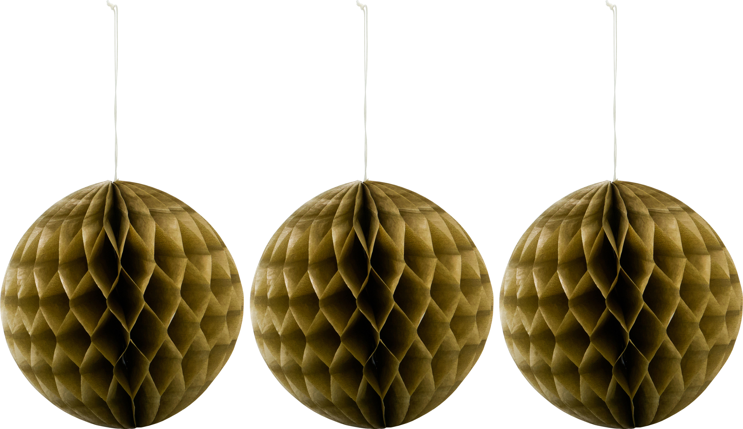 HDOrb Weihnachtsbaumschmuck, groß, gold, 3 St.