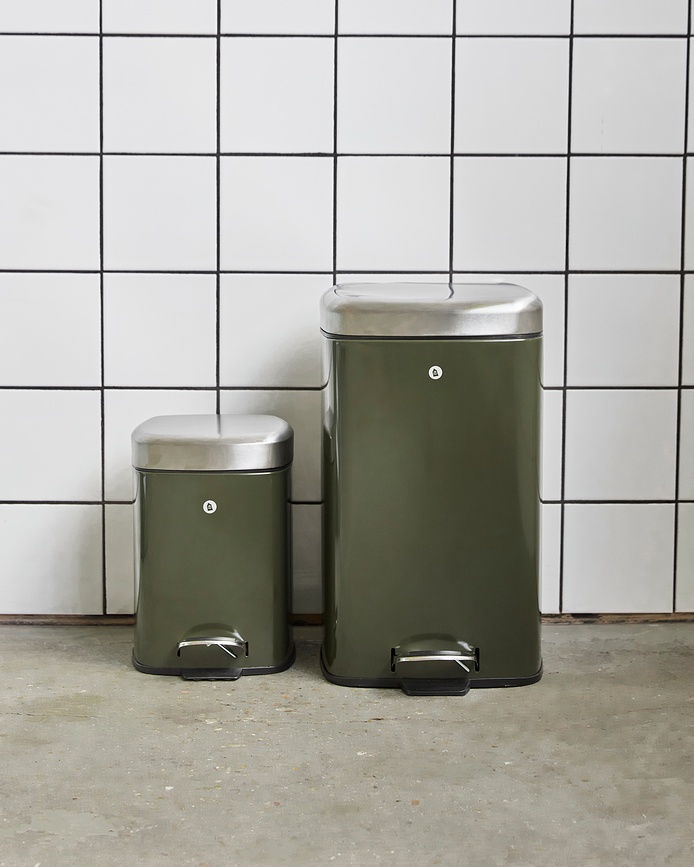 HDSort Poubelle à pédale, 29,5 x 27,5 cm, marron