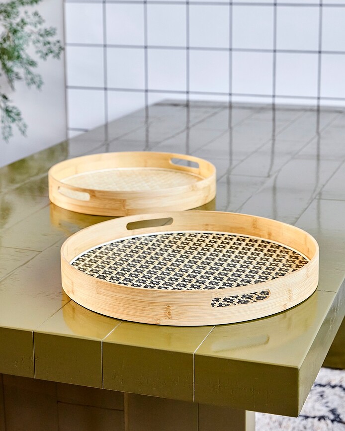 HDTray Plateaux de service ronds, Lot de 2