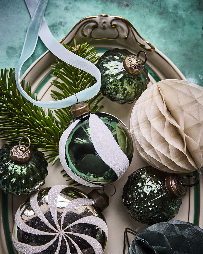 HDTwister Boules de Noël dorées et blanches, Lot de 4