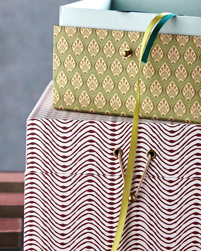 House Doctor Keep Boîtes de Rangement, rouges et kaki, Lot de 2