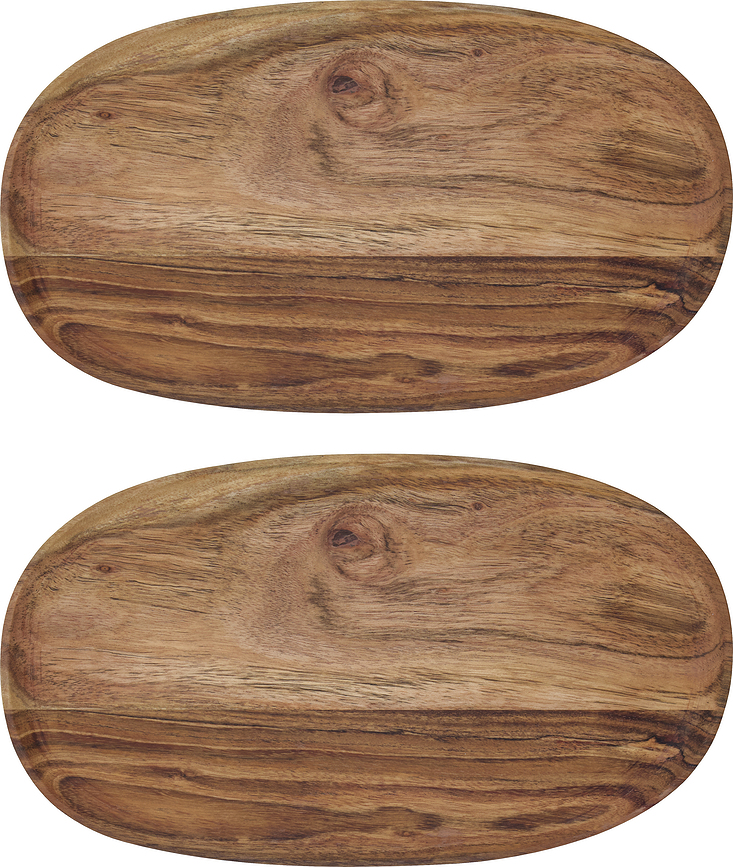 House Doctor Plateaux de Service 33 cm, en bois, Lot de 2