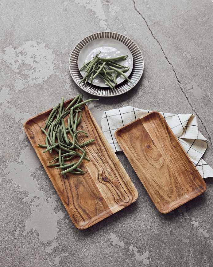 House Doctor Plateaux de service rectangulaires, en bois, Lot de 2