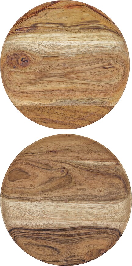 House Doctor Plateaux de service ronds, 17,5 cm, en bois, Lot de 2