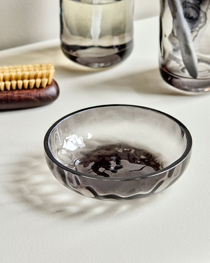 Jabonera de cristal HDWah, gris