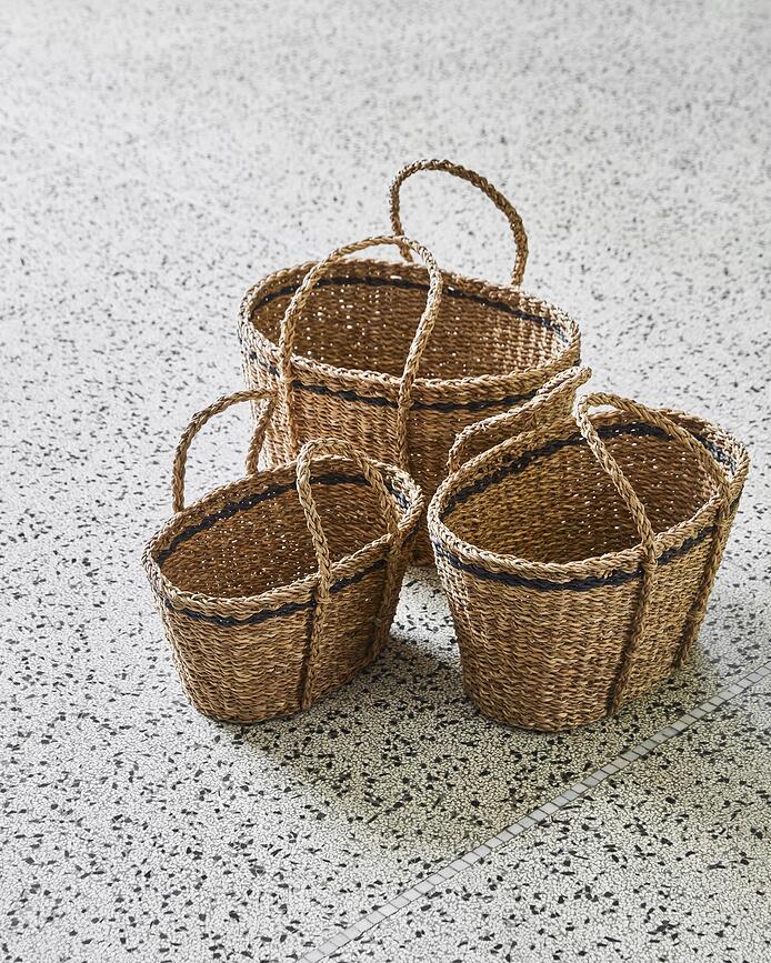 Laine Paniers de Rangement, naturels, Lot de 3