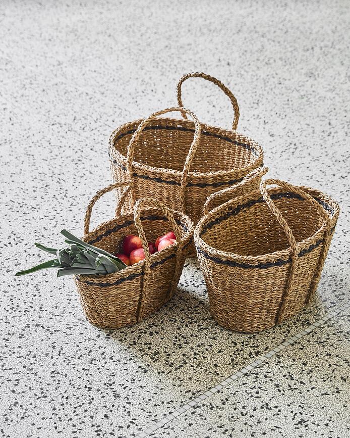 Laine Paniers de Rangement, naturels, Lot de 3