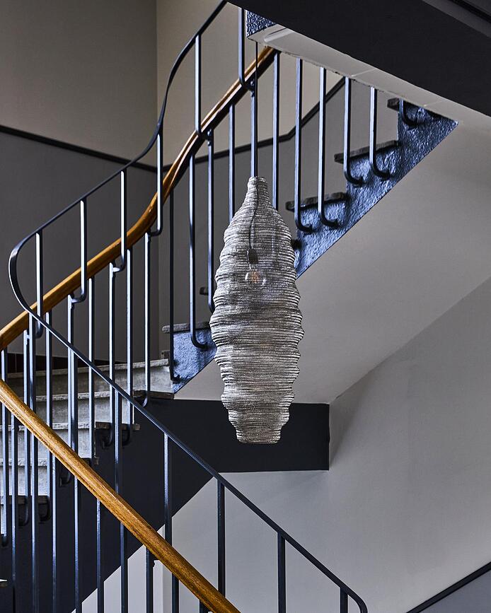 Lámpara Colgante Mesh, acabado plata cepillada