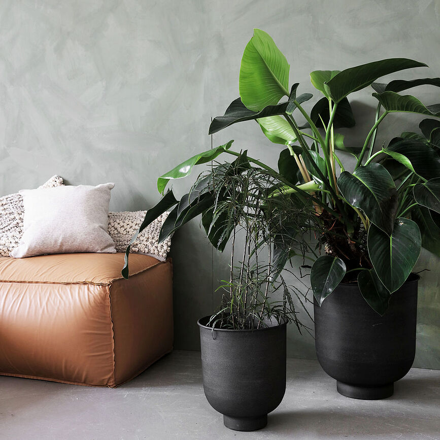 Maceteros altos Vig, marrón oscuro, Pack de 2