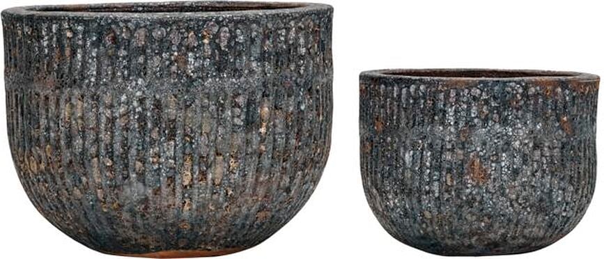 Maceteros Suco, de cerámica, gris, Pack de 2 unidades