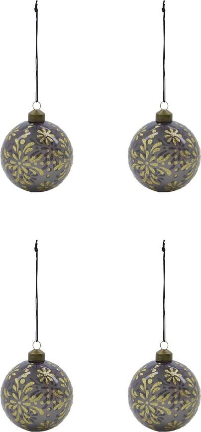 Mente Božične kroglice, sive, 4 kosi