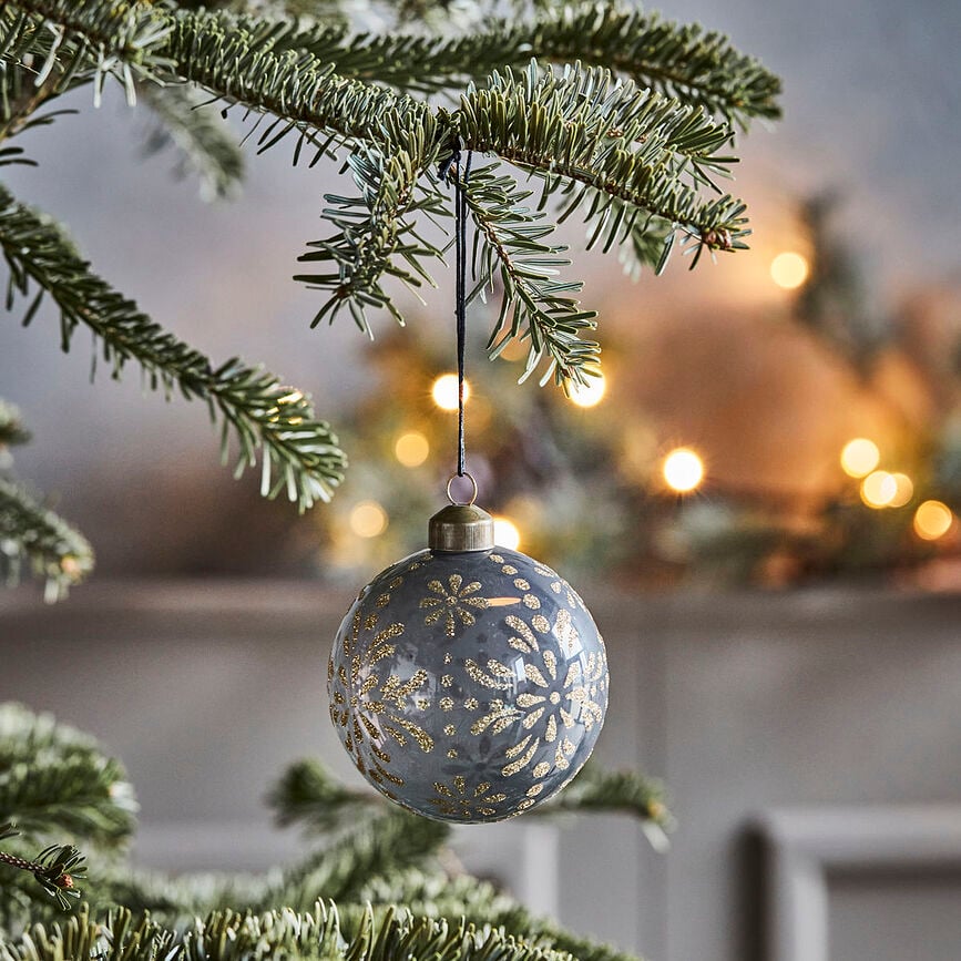 Mente Božične kroglice, sive, 4 kosi