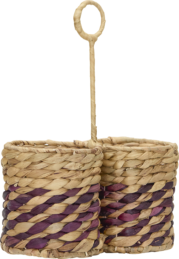 Organizador de cubiertos con asa HDBasket, marrón y beige