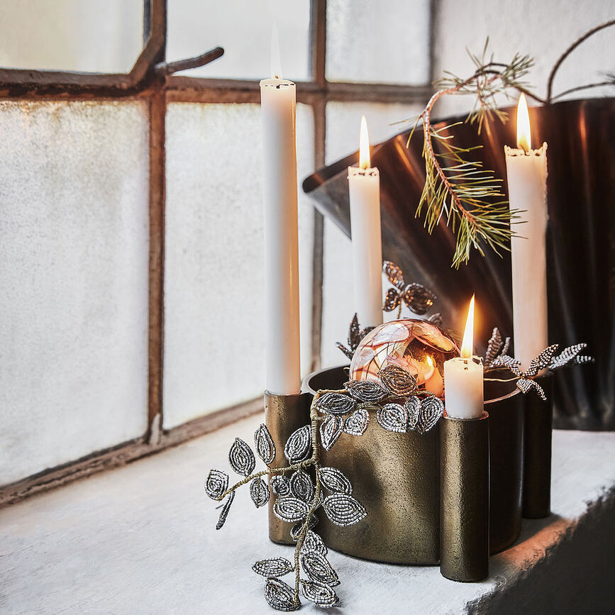 Pearl Décorations de Noël grises et dorées, Lot de 3